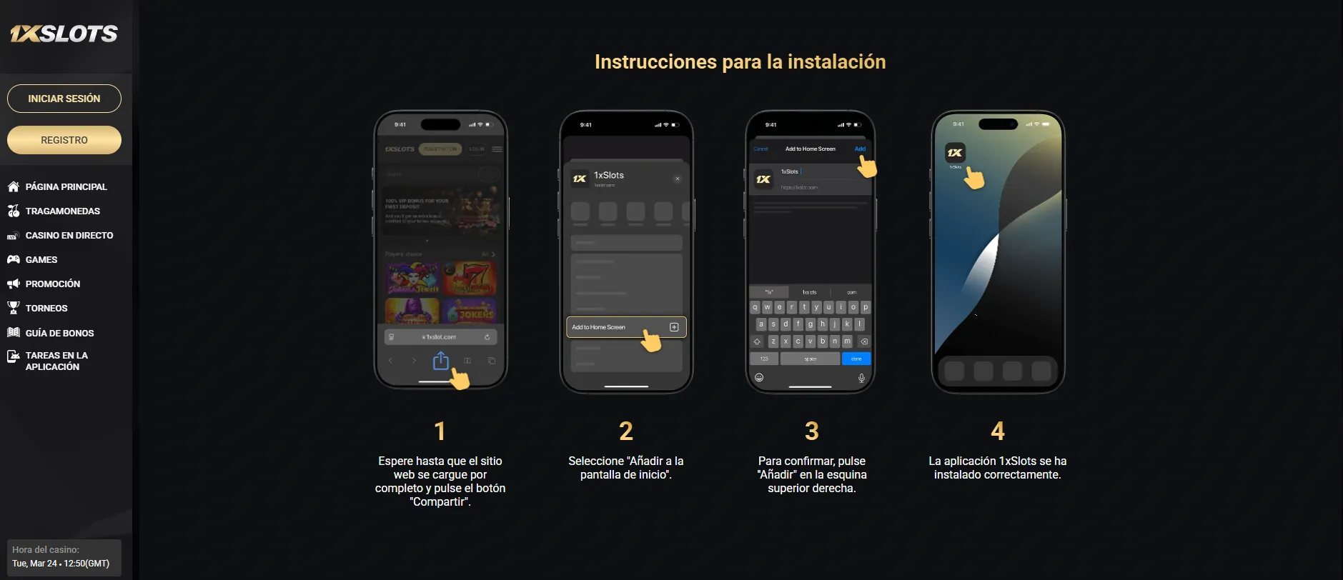 App móvil de 1xSlots